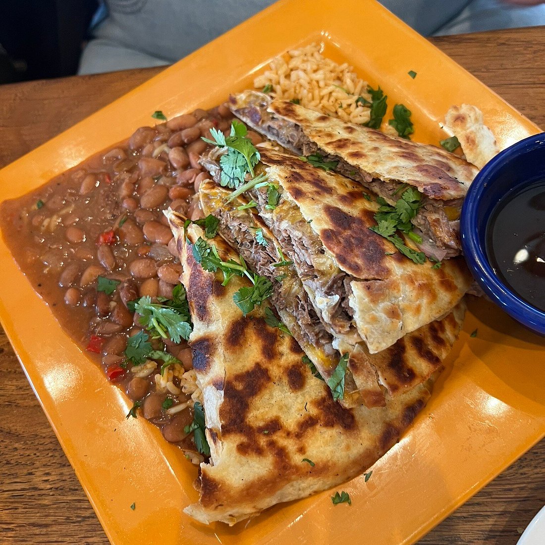 Nuevo Modern Mexican & Tequila Bar signature dishes Shrimp TacosBirria QuesadillaChicken Tacos